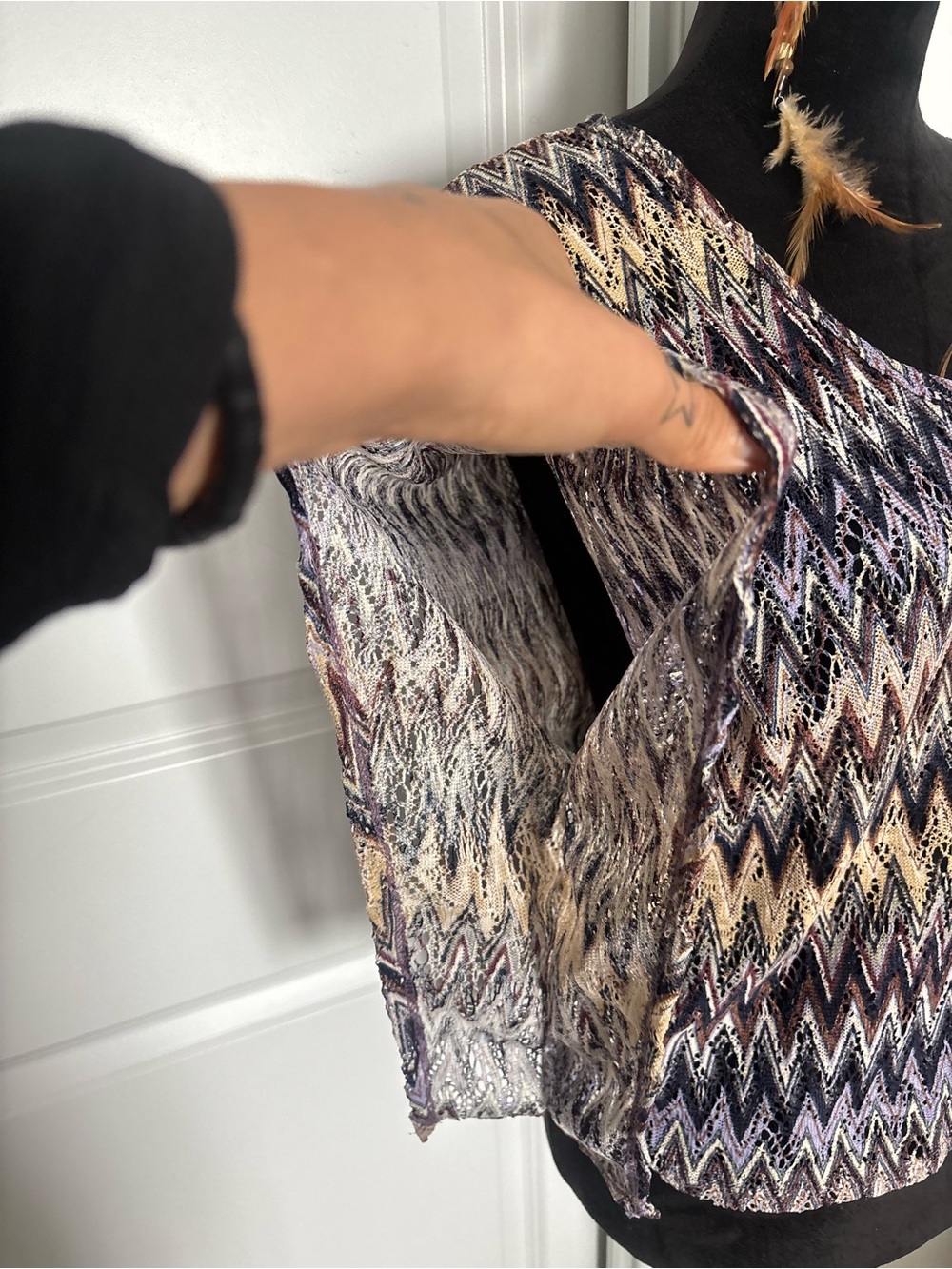 julie's closet Multicolor Chevron Top in Purple and Tan - Picture 7 of 9